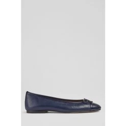 LK Bennett Blue Kara Leather And Patent Toe Cap Ballerina Flats