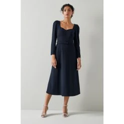 LK Bennett Katerina Crepe Belted Dress Blue