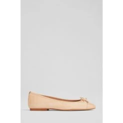 LK Bennett Kara Natural Suede And Patent Toe Cap Ballerina Flat Pumps