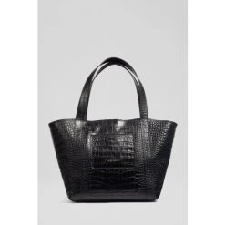LK Bennett Adeline Black Croc-Effect Leather Large Tote Bag