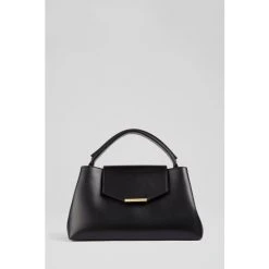 LK Bennett Black Harbour Leather Trapeze Tote Bag