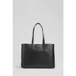 LK Bennett Adele Recycled Saffiano Black Leather Tote Bag