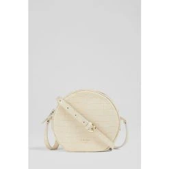 LK Bennett Hayden Croc-Effect Leather Round Shoulder Bag Navy Blue