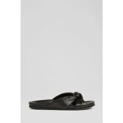LK Bennett Valerie Leather Knotted Sliders Cream