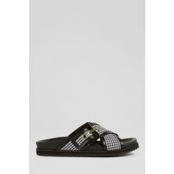 LK Bennett Rory Black Gingham Buckle Footbed Mule Shoes
