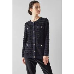 LK Bennett Blue Clyde Boucle Metallic Fibre Cardigan