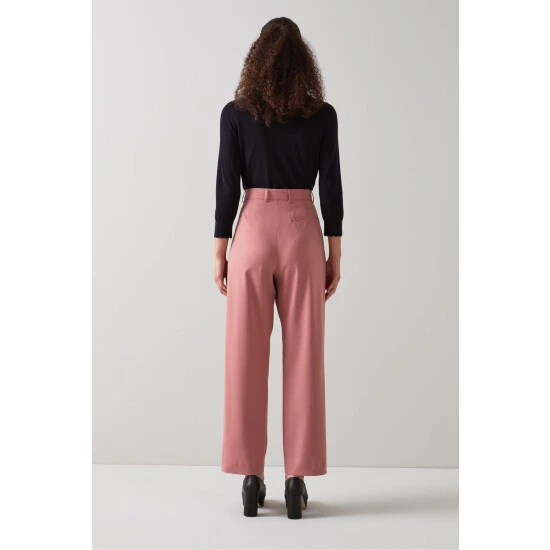 LK Bennett Pink Bacall Wool-Blend Pleat Front Slouchy Trousers - Image 2