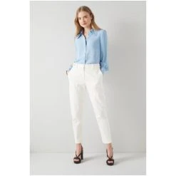 LK Bennett Bree White Pinstripe Stretch Cotton Tailored Trousers