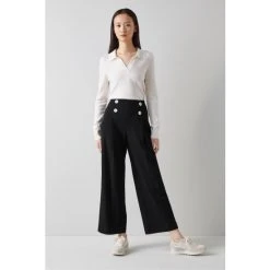 LK Bennett Parker Black Wide Leg Trousers