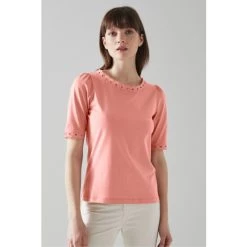 LK Bennett Lilly Jersey Broderie Anglaise Trim T-Shirt White