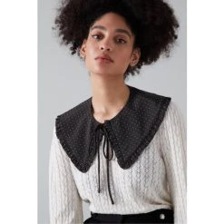 LK Bennett Dolly Polka Dot Scallop Collar White
