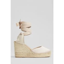 LK Bennett Esmerelda Satin Espadrilles Natural
